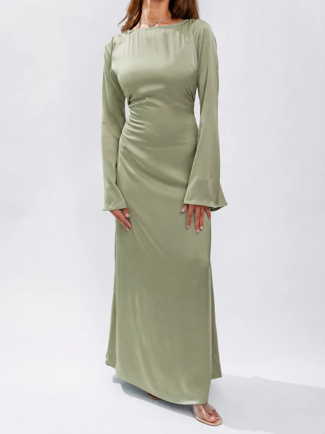 Long Sleeve Silk Dress
