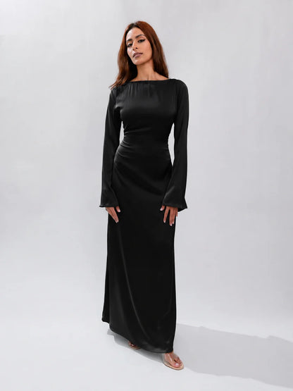 Long Sleeve Silk Dress