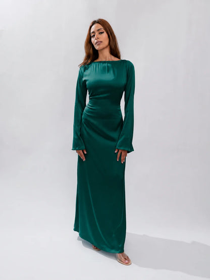 Long Sleeve Silk Dress