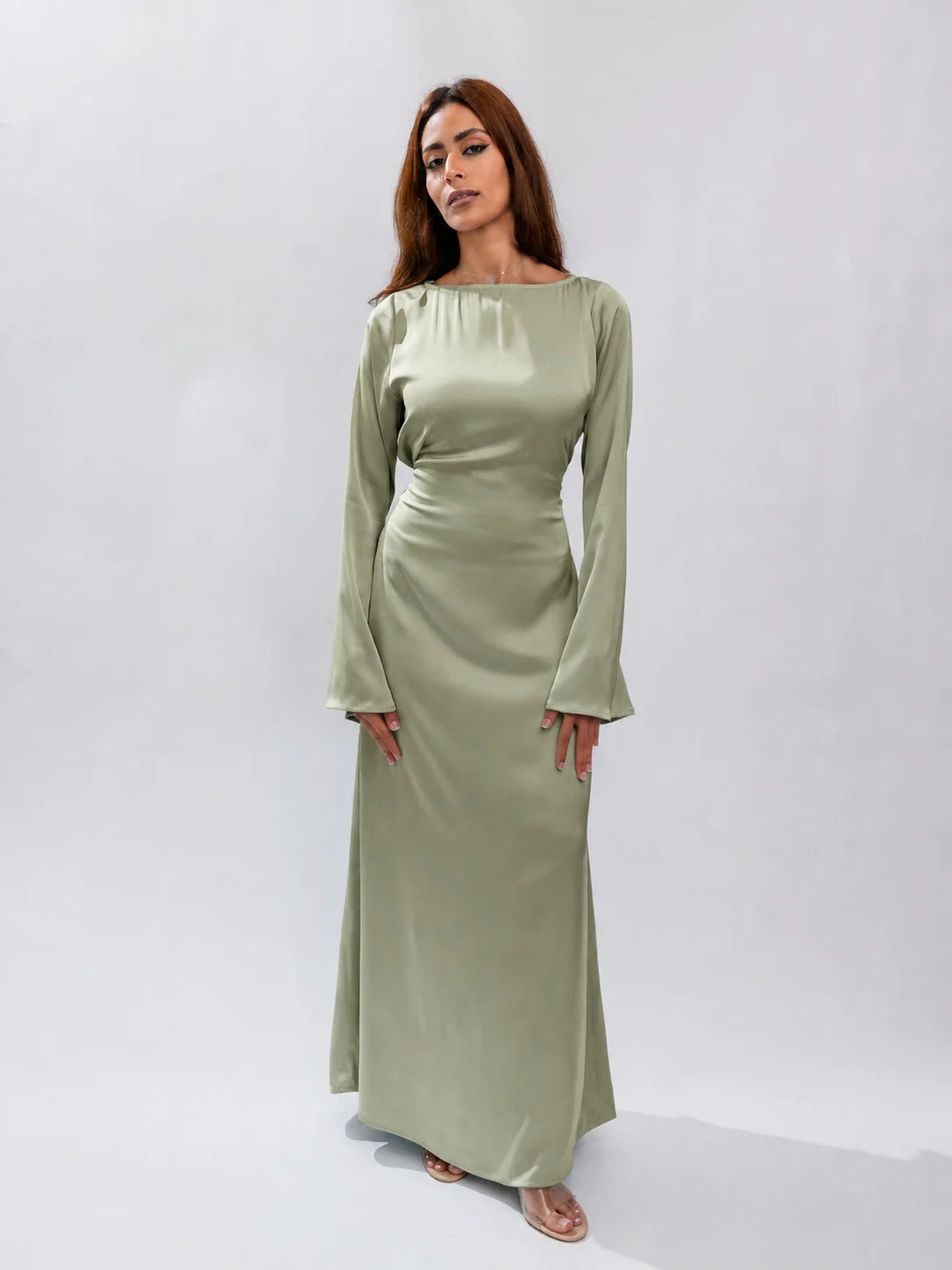 Long Sleeve Silk Dress