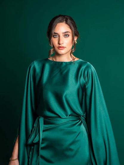 Royal Green Melted Silk Set