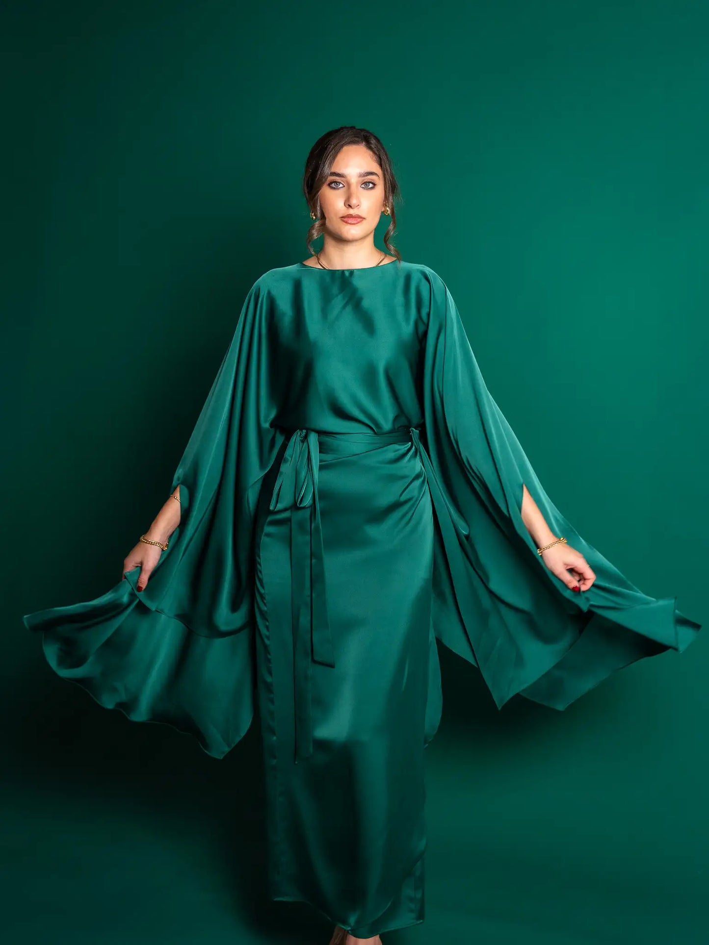 Royal Green Melted Silk Set