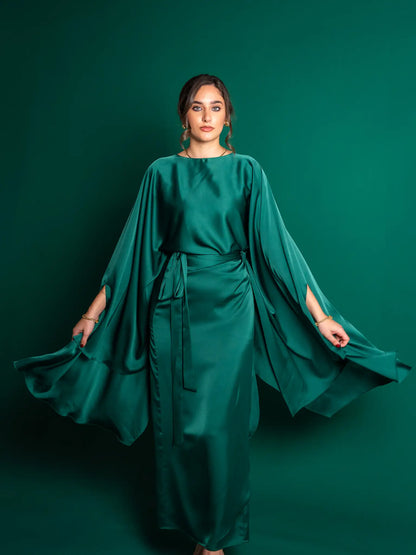 Royal Green Melted Silk Set