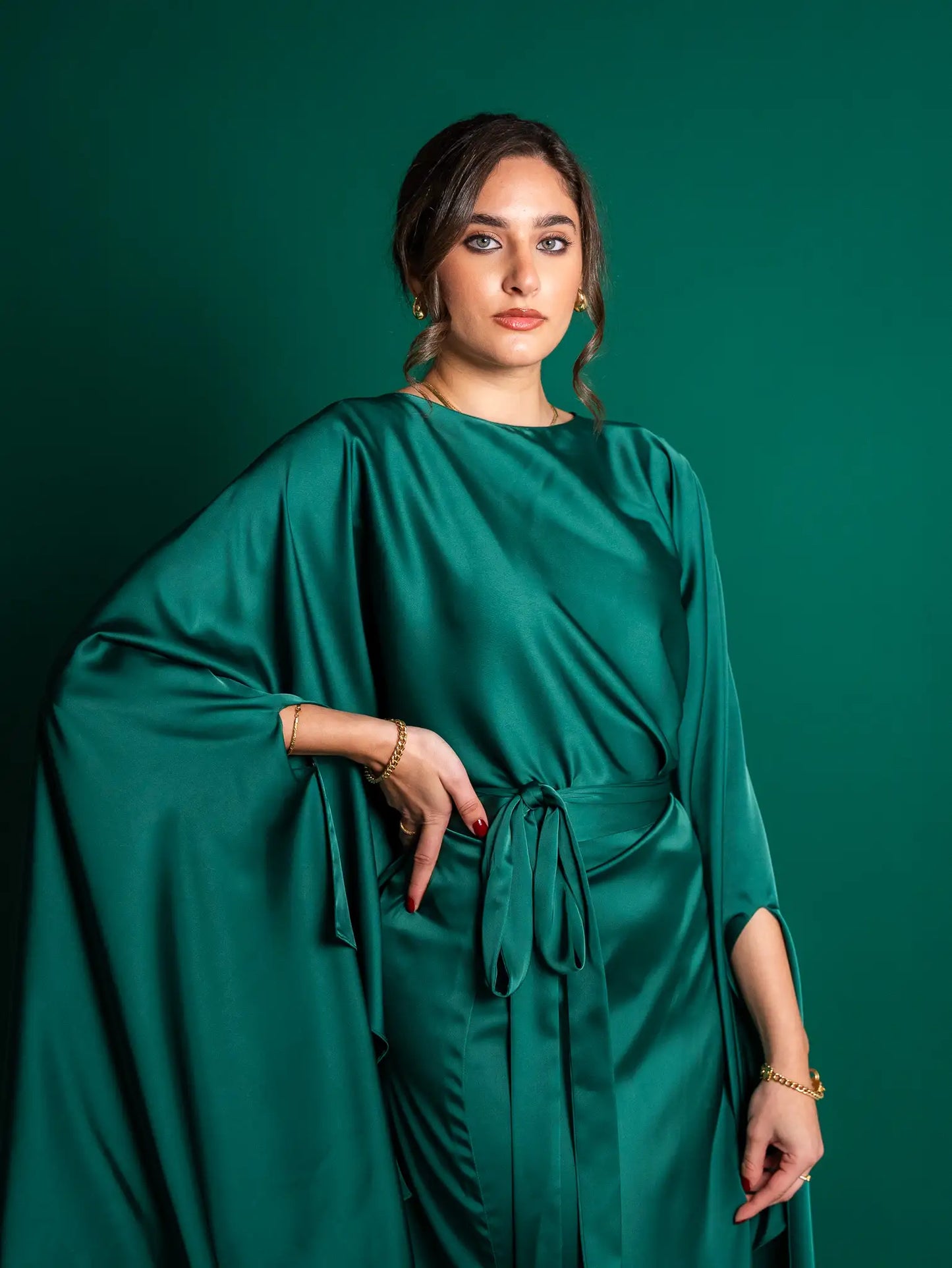 Royal Green Melted Silk Set
