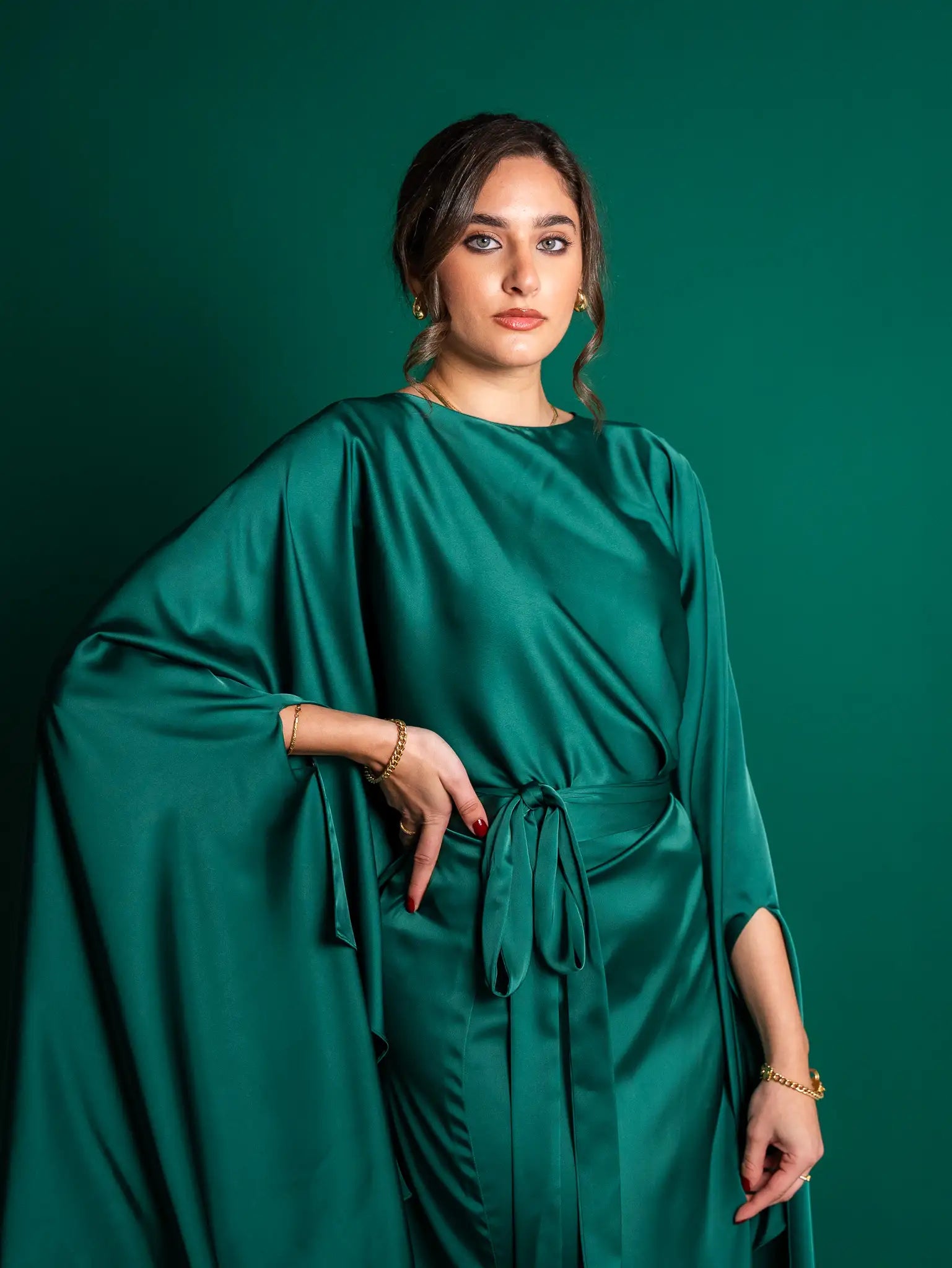 Royal Green Melted Silk Set