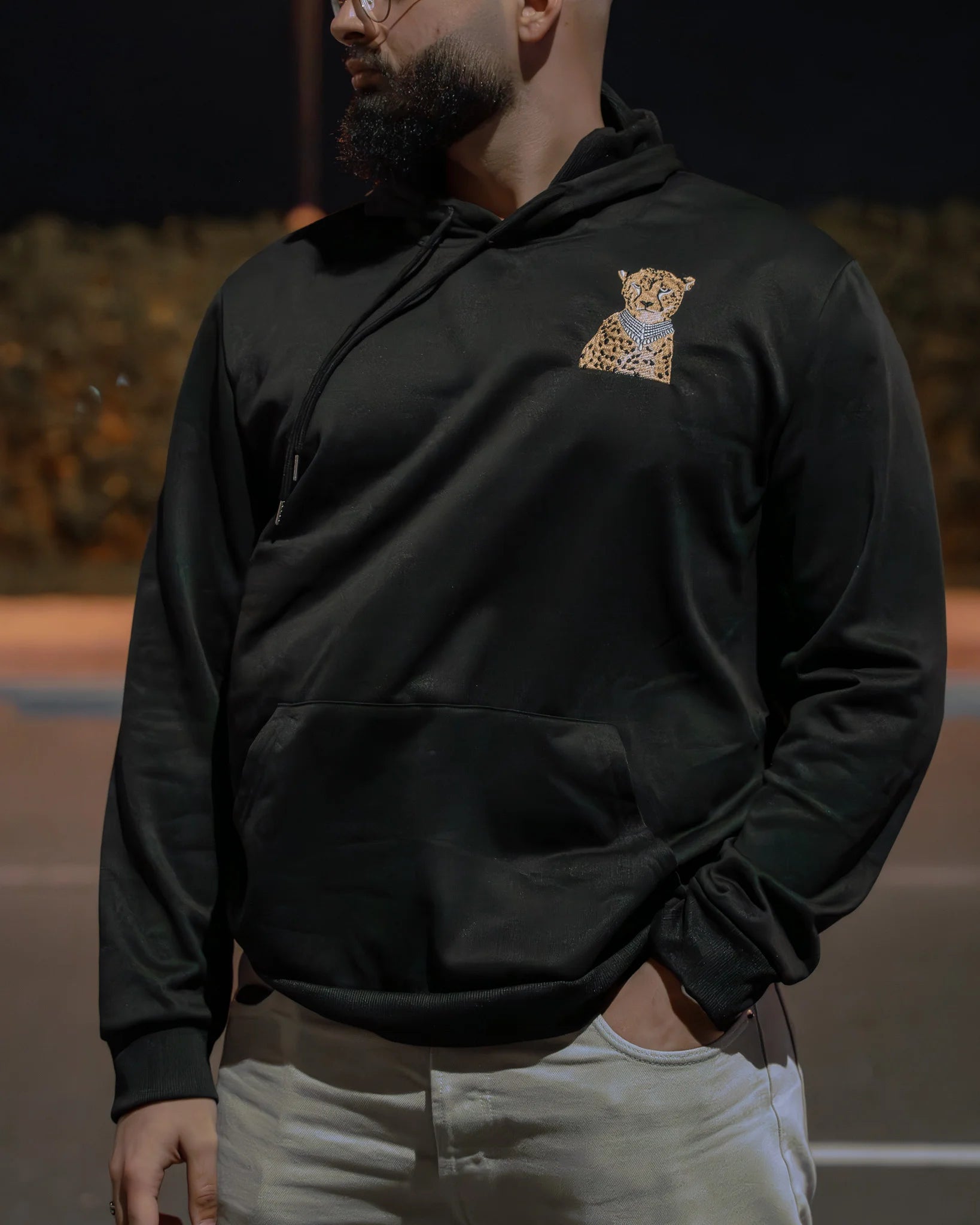 Mn Nur Luxe Hoodie – Desert Cheetah Edition