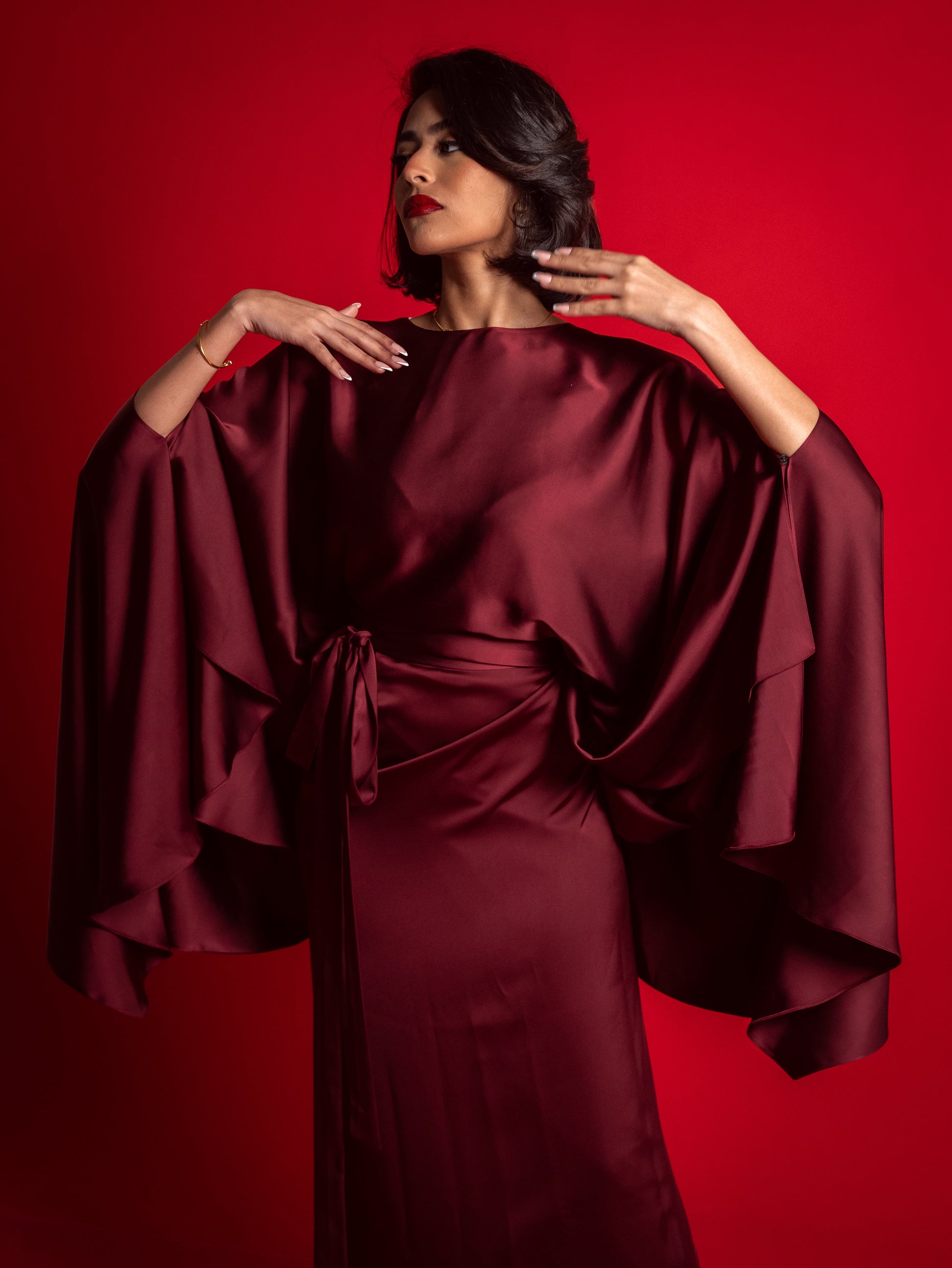 Burgundy Raspberry Melted Silk Set