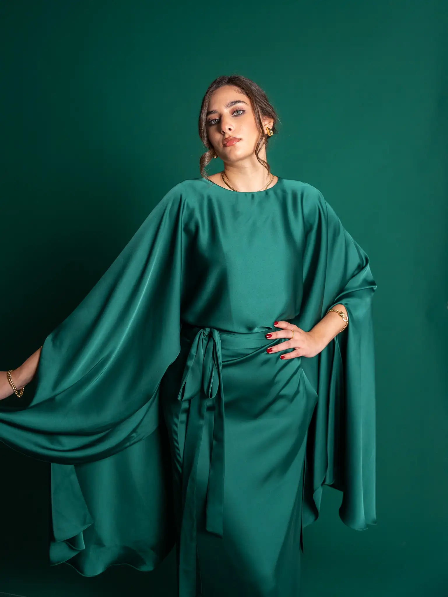 Royal Green Melted Silk Set