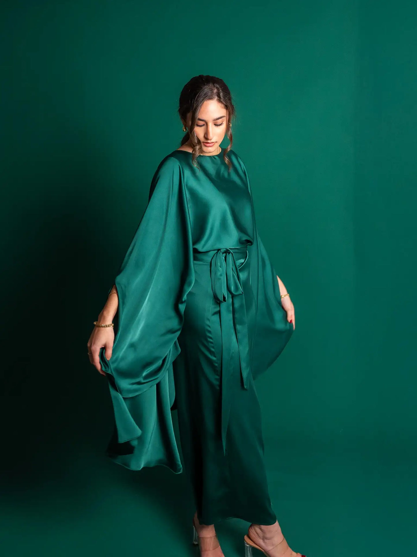 Royal Green Melted Silk Set