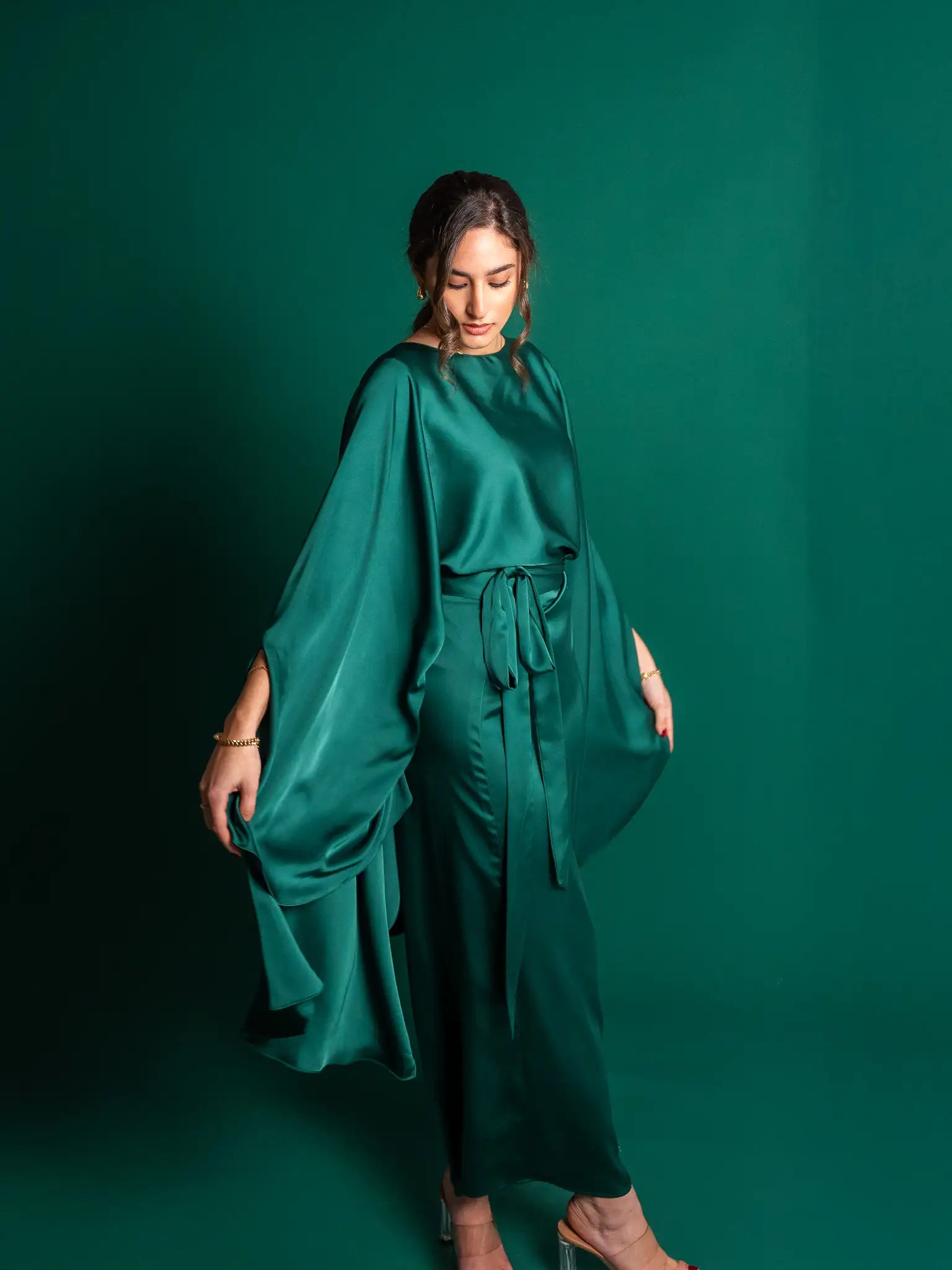 Royal Green Melted Silk Set